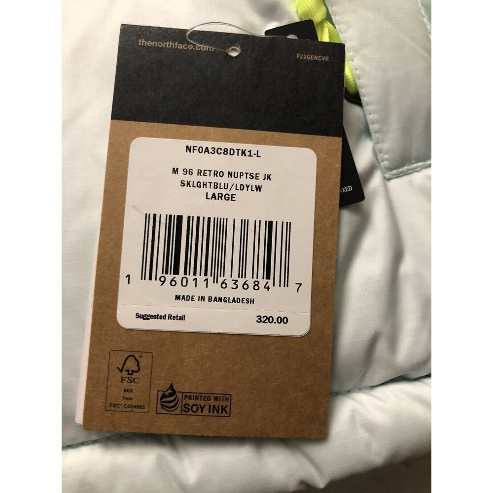 The North Face Men 1996 Retro Nuptse 700-Down Jacket Skylight Blue L $320 - Picture 6 of 6